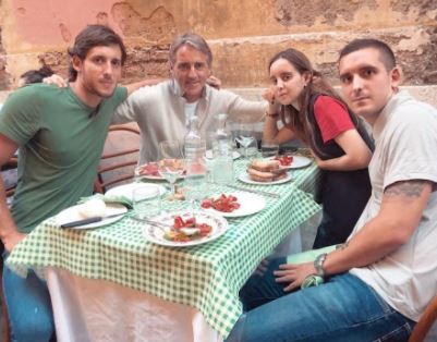 Silvia Fortini's husband Roberto Mancini and step-children Andrea Mancini, Filippo Mancini and Camilla Mancini